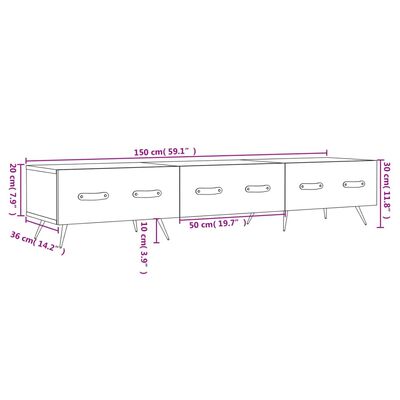 vidaXL TV-benk hvit 150x36x30 cm konstruert tre