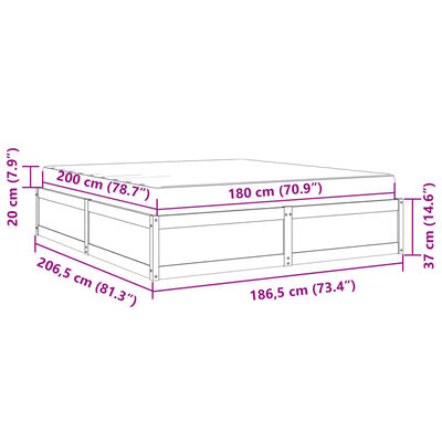 vidaXL Seng med madrass hvit 180x200 cm heltre furu