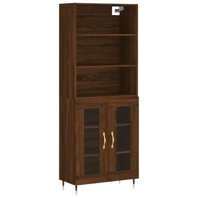 vidaXL Highboard brun eik 69,5x34x180 cm konstruert tre