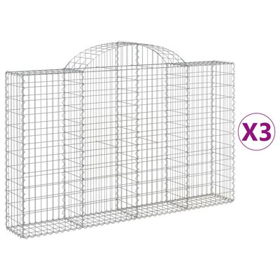 vidaXL Gabionkurver buede 3 stk 200x30x120/140 cm galvanisert jern