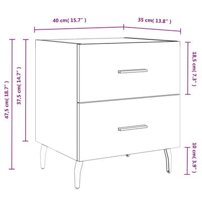 vidaXL Nattbord brun eik 40x35x47,5 cm konstruert tre