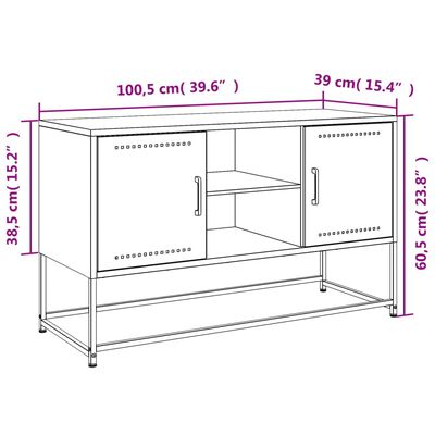 vidaXL TV-benk rosa 100,5x39x60,5 cm stål