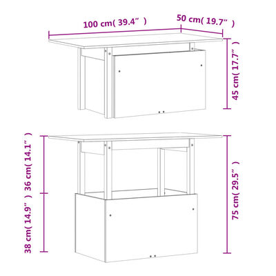 vidaXL Hagebord voksbrun 100x50x75 cm heltre furu