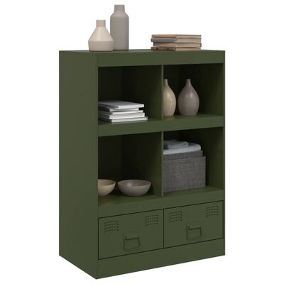 vidaXL Highboard olivengrønn 67x39x95 cm stål