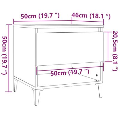 vidaXL Sidebord 2 stk sonoma eik 50x46x50 cm konstruert tre