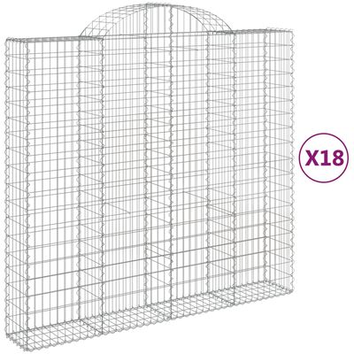 vidaXL Gabionkurver buede 18 stk 200x50x180/200 cm galvanisert jern