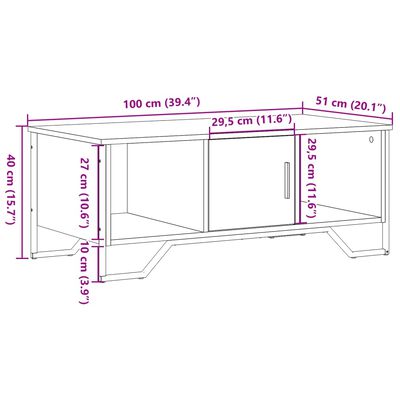 vidaXL Salongbord svart 100x51x40 cm konstruert tre