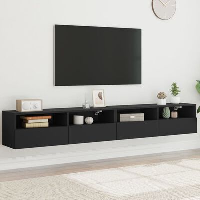 vidaXL Vegghengte TV-benker 2 stk svart 100x30x30 cm konstruert tre