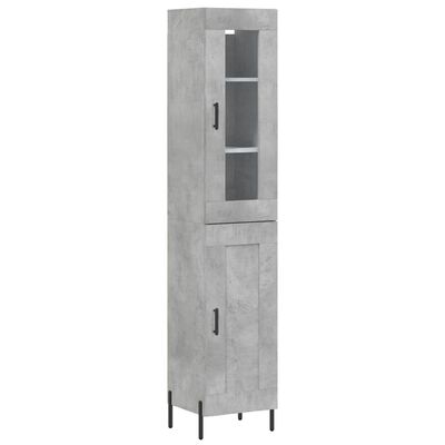 vidaXL Highboard betonggrå 34,5x34x180 cm konstruert tre