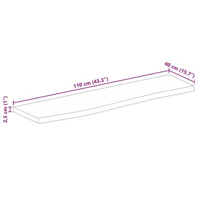 vidaXL Bordplate 110x40x2,5 cm naturlig kant heltre mango