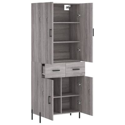 vidaXL Highboard grå sonoma 69,5x34x180 cm konstruert tre