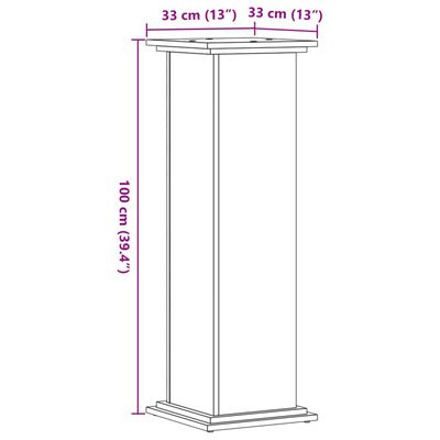 vidaXL Plantestativ artisan eik 33x33x100 cm konstruert tre