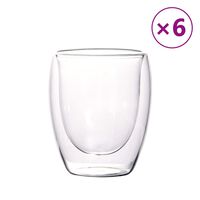 vidaXL Glasskopper med dobbeltvegg 6 stk 350 ml