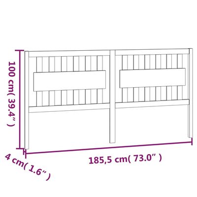 vidaXL Sengegavl hvit 185,5x4x100 cm heltre furu