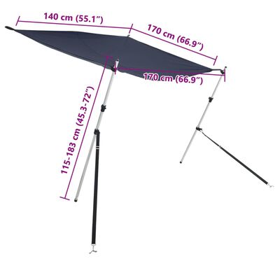 vidaXL T-Top solskjermutvidelse blå 170x170x(115-183) cm