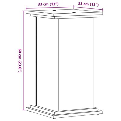 vidaXL Plantestativ røkt eik 33x33x60 cm konstruert tre