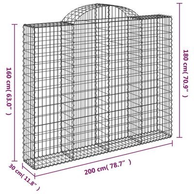 vidaXL Gabionkurver buede 11 stk 200x30x160/180 cm galvanisert jern