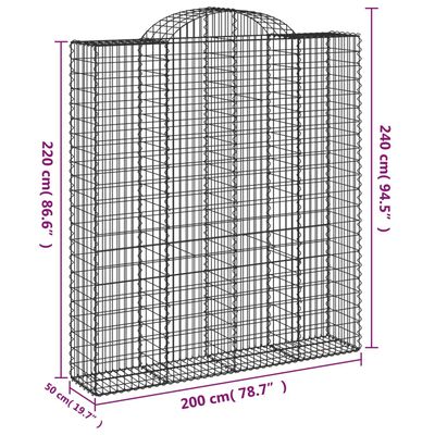 vidaXL Gabionkurver buede 2 stk 200x50x220/240 cm galvanisert jern