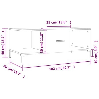 vidaXL Salongbord grå sonoma 102x50x40 cm konstruert tre