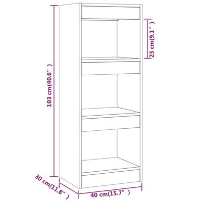 vidaXL Bokhylle/romdeler svart 40x30x103 cm konstruert tre