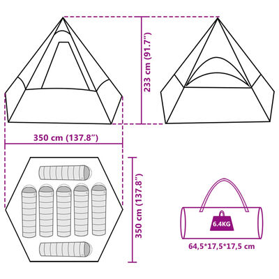 vidaXL Campingtelt tipi 7 personer oransje vanntett