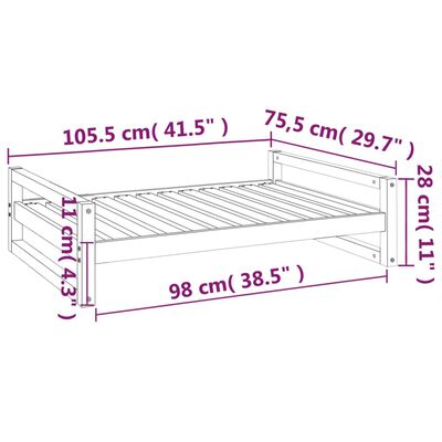 vidaXL Hundeseng honningbrun 105,5x75,5x28 cm heltre furu