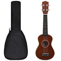 vidaXL Sopran-ukulele sett med veske for barn mørkt tre 21"