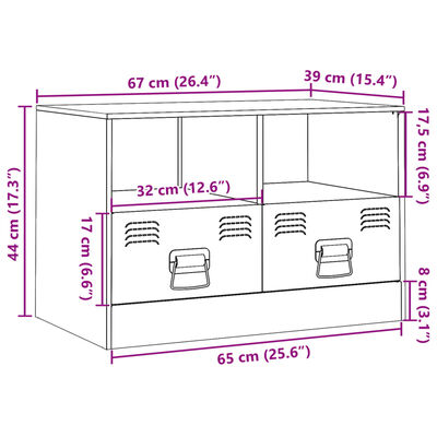 vidaXL TV-benk svart 67x39x44 cm stål