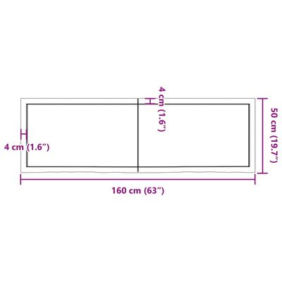 vidaXL Benkeplate til bad 160x50x4 cm ubehandlet heltre