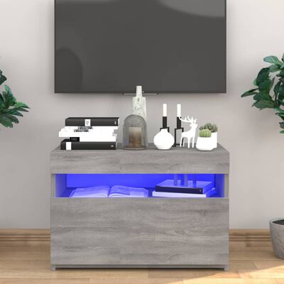 vidaXL TV-benk med LED-lys grå sonoma 60x35x40 cm