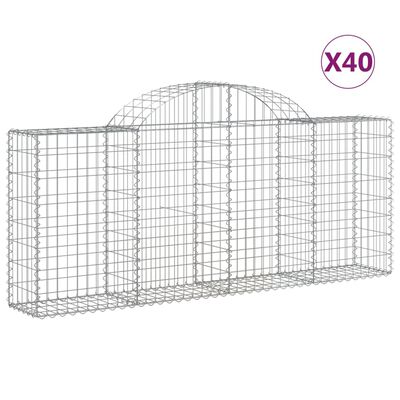 vidaXL Gabionkurver buede 40 stk 200x30x80/100 cm galvanisert jern