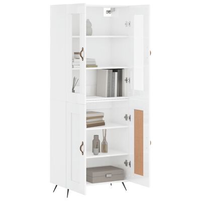 vidaXL Highboard høyglans hvit 69,5x34x180 cm konstruert tre