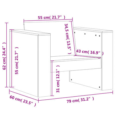 vidaXL Hagesofa 79x60x62 cm heltre douglasgran