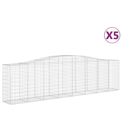 vidaXL Gabionkurver buede 5 stk 400x50x100/120 cm galvanisert jern