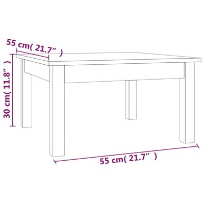 vidaXL Salongbord grå 55x55x30 cm heltre furu