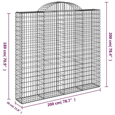 vidaXL Gabionkurver buede 5 stk 200x30x180/200 cm galvanisert jern