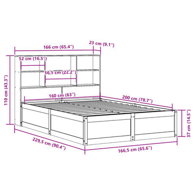 vidaXL Sengeramme uten madrass hvit 160x200 cm heltre furu