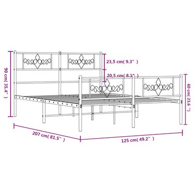 vidaXL Sengeramme i metall med hode- og fotgavl svart 120x200 cm