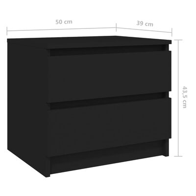 vidaXL Nattbord 2 stk svart 50x39x43,5 cm sponplate