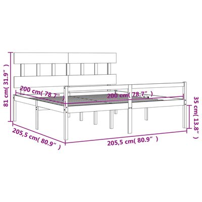 vidaXL Seniorseng med hodegavl svart 200x200 cm heltre