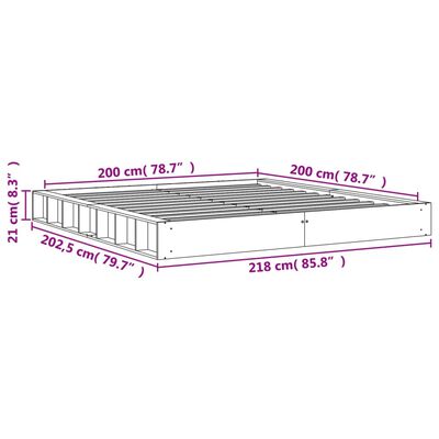 vidaXL Sengeramme uten madrass voksbrun 200x200 cm heltre furu