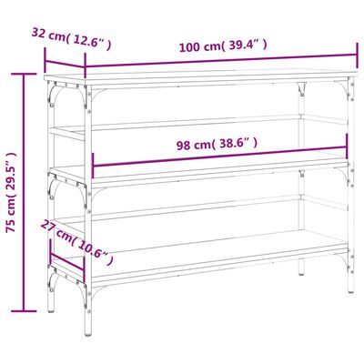 vidaXL Konsollbord sonoma eik 100x32x75 cm konstruert tre