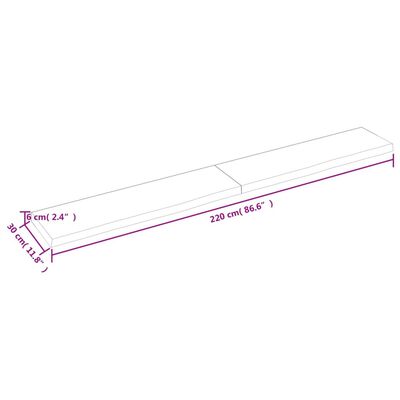 vidaXL Benkeplate til bad mørkebrun 220x30x(2-6) cm behandlet heltre