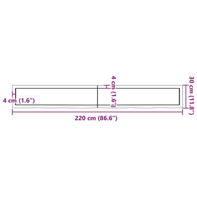 vidaXL Benkeplate til bad mørkebrun 220x30x(2-6) cm behandlet heltre