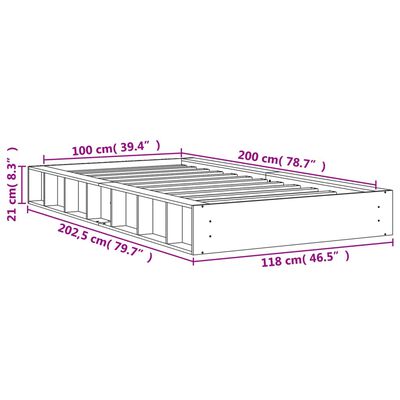 vidaXL Sengeramme uten madrass voksbrun 100x200 cm heltre furu