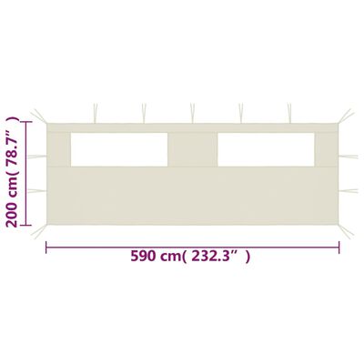 vidaXL Sidevegg til paviljong med vinduer 6x2 m kremhvit