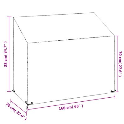 vidaXL Trekk til hagebenk 8 maljer 160x70x70/88 cm polyetylen