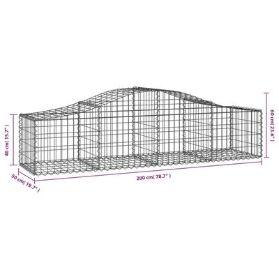 vidaXL Gabionkurver buede 8 stk 200x50x40/60 cm galvanisert jern