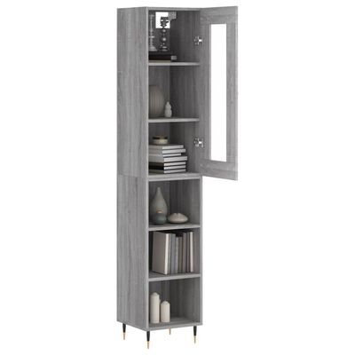 vidaXL Highboard grå sonoma 34,5x34x180 cm konstruert tre