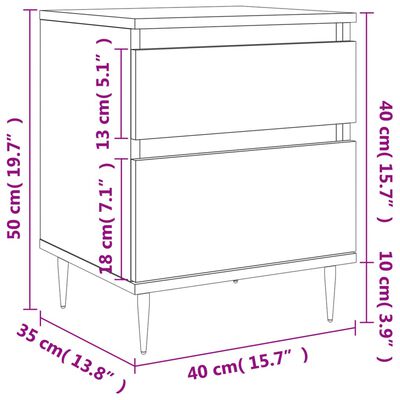 vidaXL Nattbord 2 stk sonoma eik 40x35x50 cm konstruert tre